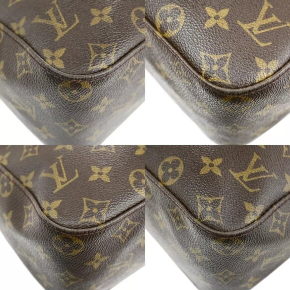 LOUIS VUITTON Logo Looping GM Shoulder Bag Monogram Leather Brown M51145 89FA801 - Picture 7 of 16